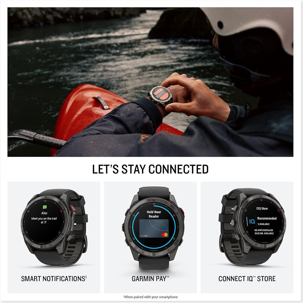 PlayBetter Garmin Fenix 8 Pro AMOLED Sapphire (51mm, Carbon Gray DLC Titanium) Multisport GPS Smartwatch Bundle - 1.4' Touchscreen, inReach Technology Wireless Running Earbuds