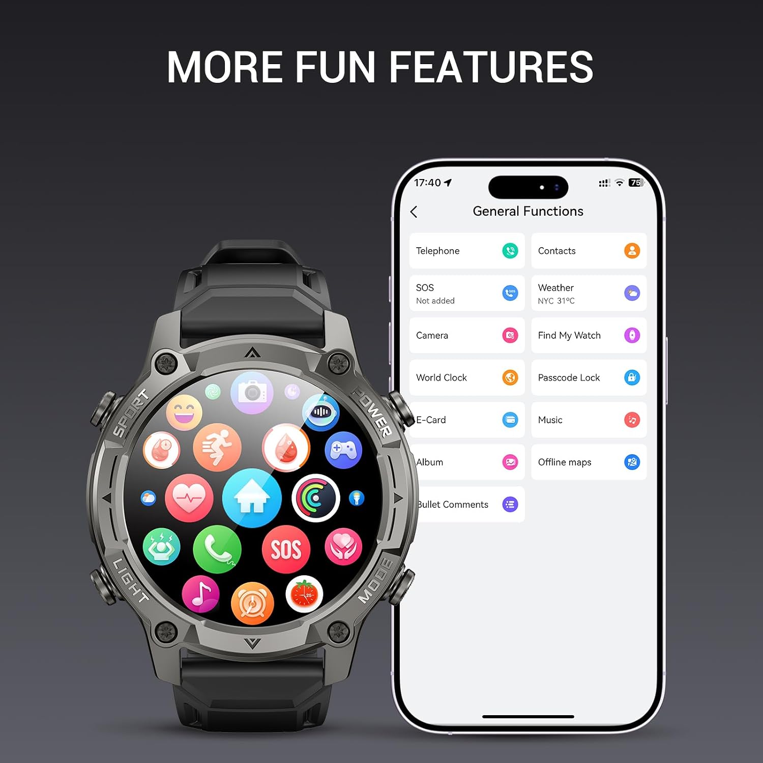 2026 AI Smart Watch with Standalone GPS & Offline Maps, 5ATM Waterproof, 1.43' AMOLED, 21-Day Battery, 178 Sports Modes, Compass, Heart Rate/SpO2/Stress/Sleep Monitor, for Android iOS Men Women