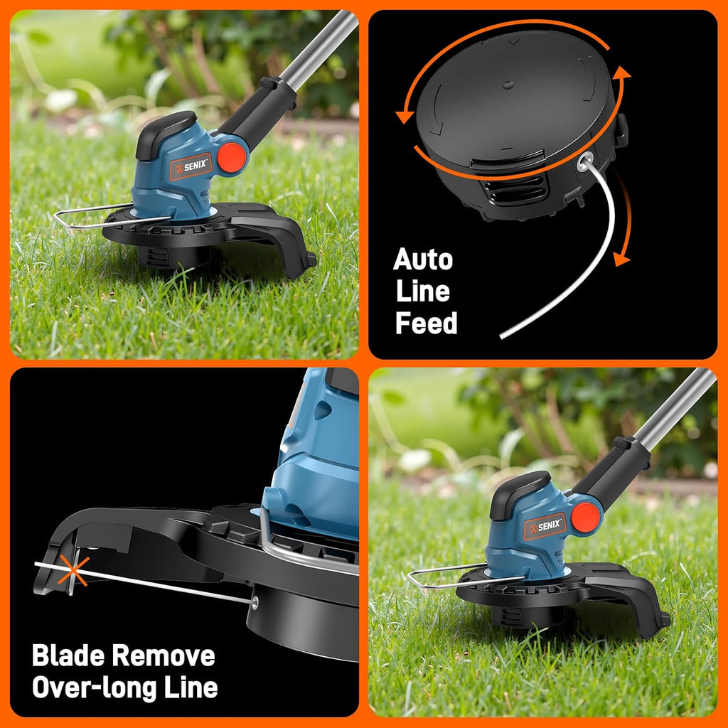 SENIX X2 20 Volt Max* 3-Piece Cordless Power Tool Combo Kit with Battery Powered 10' String Trimmer, Variable Speed Leaf Blower, 21' Hedge Trimmer, Includes 2 Batteries & Battery Charger (S2K3B2-01)