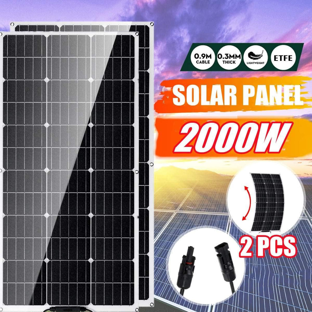 2000W 1000W Solar Panel Flexible Solar Cell 18V ETFE DIY Cable Waterproof Outdoor Car RV Rechargeable Power System for Car RY,2000w