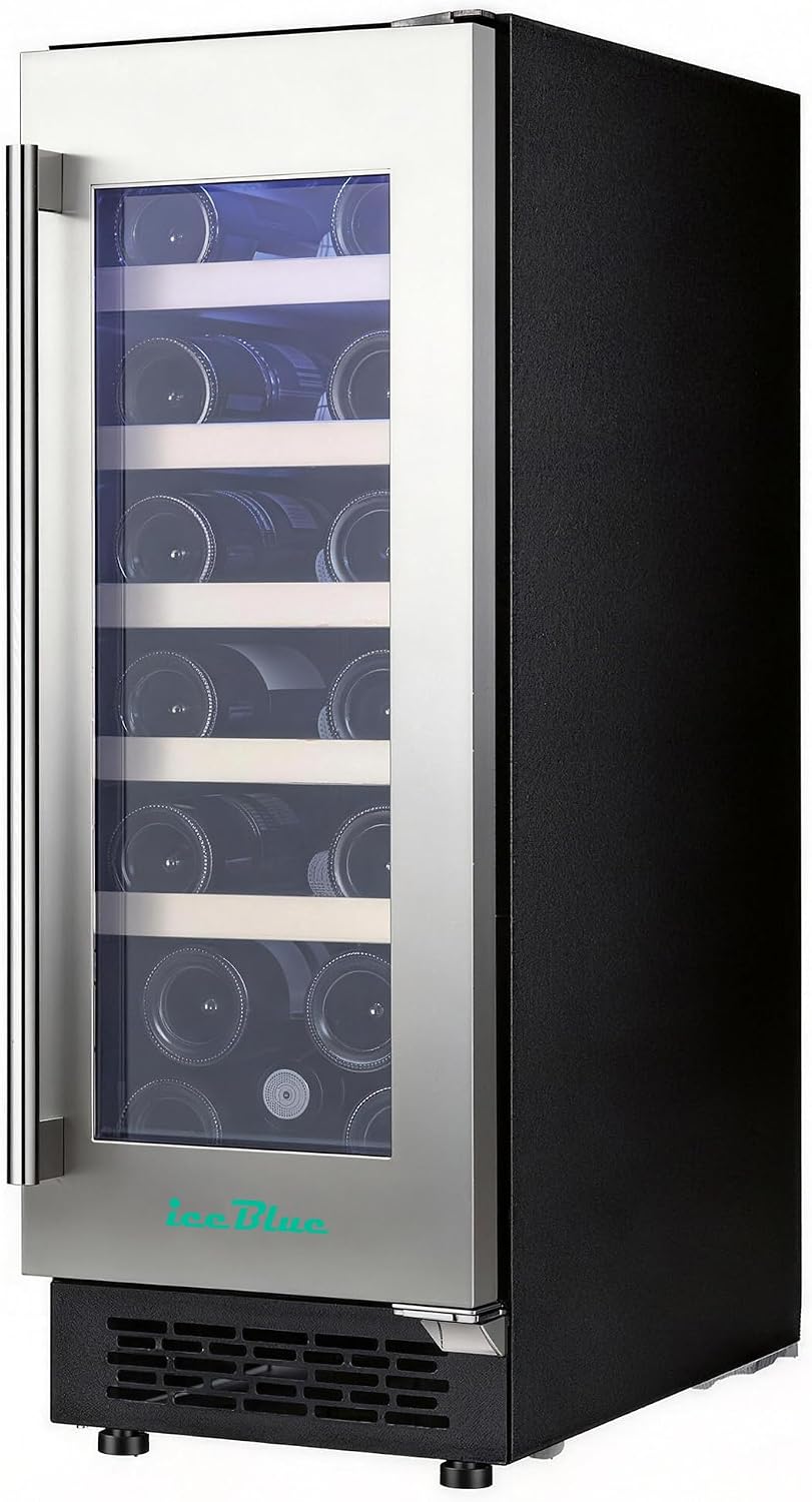 Iceblue Wine Fridge, 20 Bottles Wine Cooler Refrigerator, 41℉-72℉ Adjust Temperature Mini Fridge, Built-in Wine Refrigerator, Freestanding Beverage Refrigerator for Home, Office, Bar, Gift - Silver