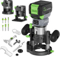 WORKPRO 20V Cordless Compact Router Tool, 6 Variable Speeds up to 30,000RPM Wood Router for Chamfering, Slotting, Trimming, with Multi-Angle Adjustable, Straight, Dual-Handle Base and Multiple Bits