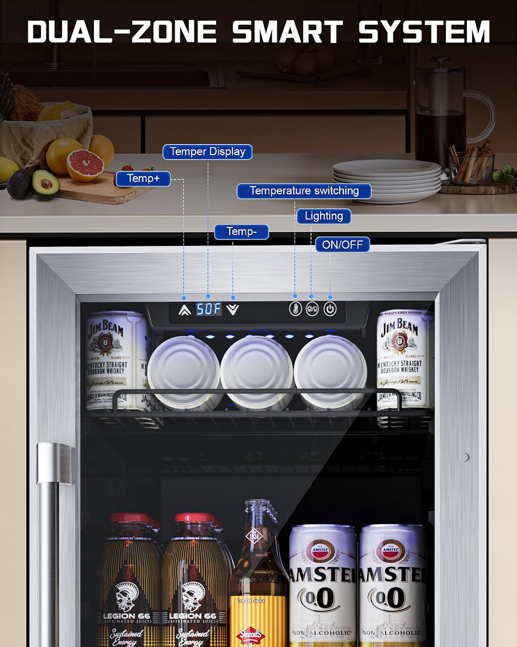 18'' Beverage Refrigerator, 160-Can Built-in or Freestanding Beverage Cooler with Four Adjustable Leveling Feet and Adjustable Shelves for Soda, Beer, Water, and Wine – Perfect for Home, Office, or Ba