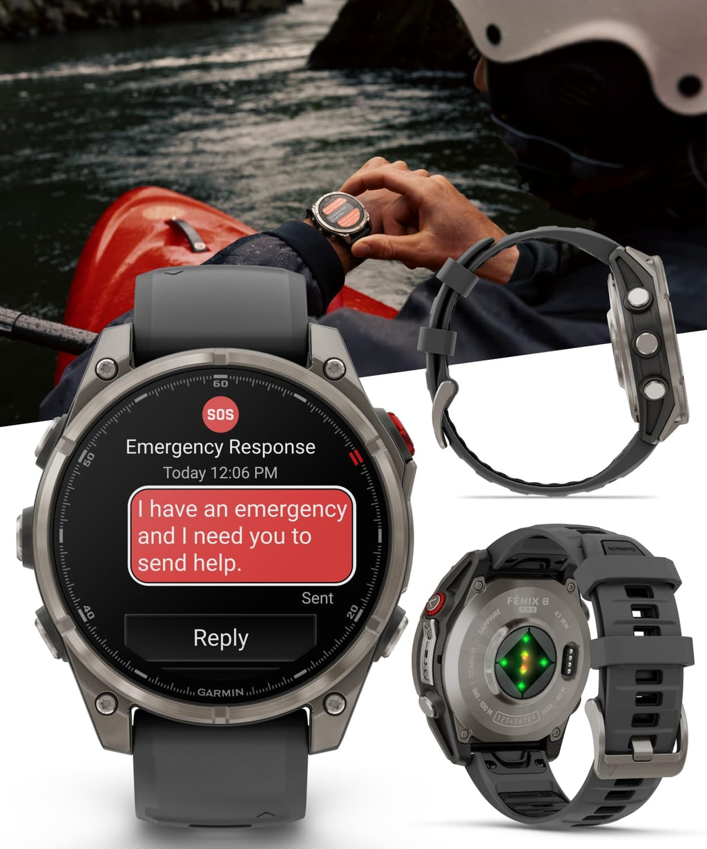 Garmin Fenix 7 Pro - Sapphire Solar Edition: Titanium 47 mm Smartwatch| Up to 22 Days Battery Life, Multisport & Outdoor High-Performance Multi-Band GPS Watch w/Flashlights Gift Bundle, 47mm Gray DLC