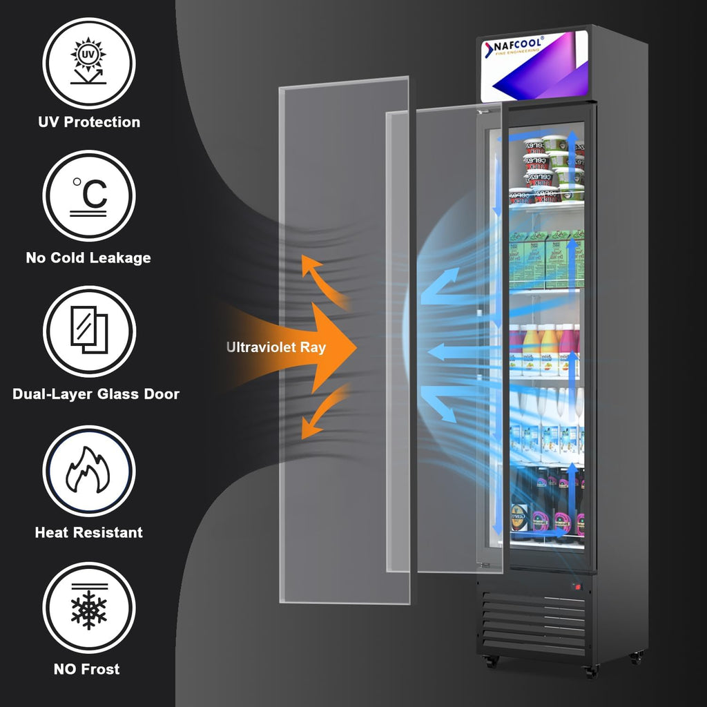 Tall Slim Glass Door Beverage Cooler, 6 Cu Ft Narrow Commercial Display Refrigerator Merchandiser,Skinny Drink Fridge for with LED Light Adjustable Shelves,ETL Approval,15.4' Wide