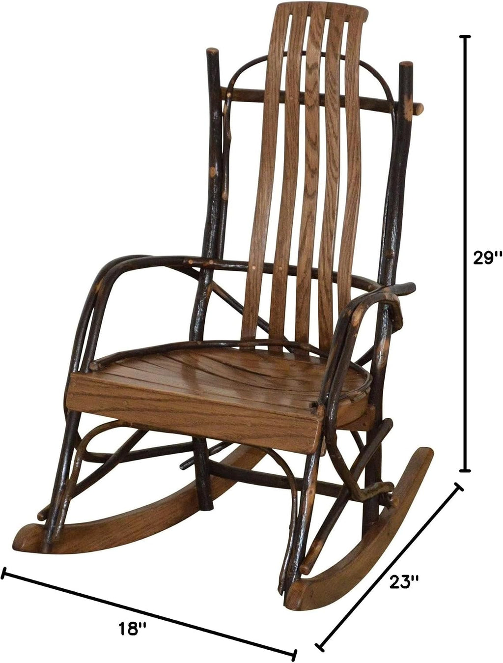 Amish-Made Small Walnut-Stained Oak and Hickory Kids Rocking Chair