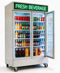 Commercial Refrigerator Display Cooler,White 2 Glass Doors Fridge With LED Light Adjustable Shelves,ETL Approval,47' Wide,Adjustable Shelves & Wheels Included
