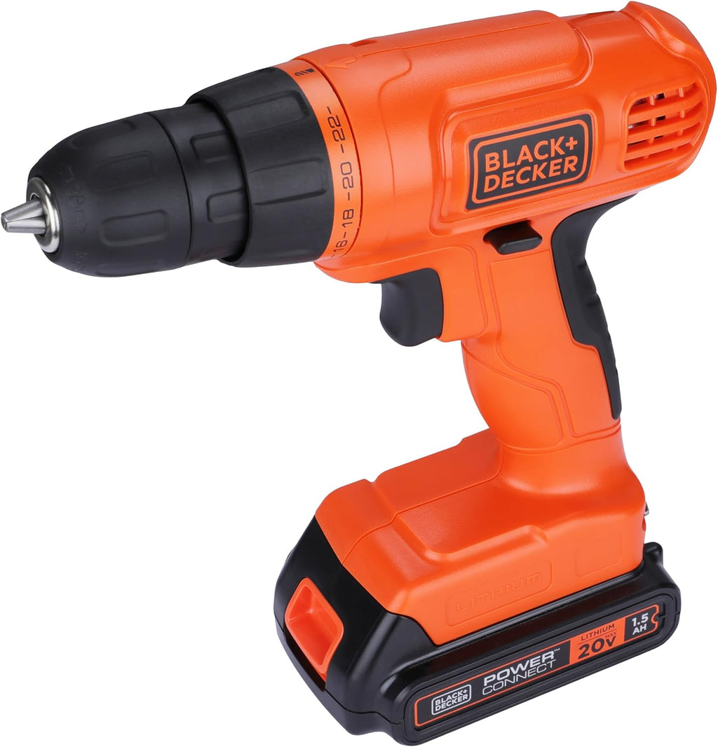 BLACK+DECKER 20V MAX Drill & Home Tool Kit, 34 Piece (BDCD120VA), Orange