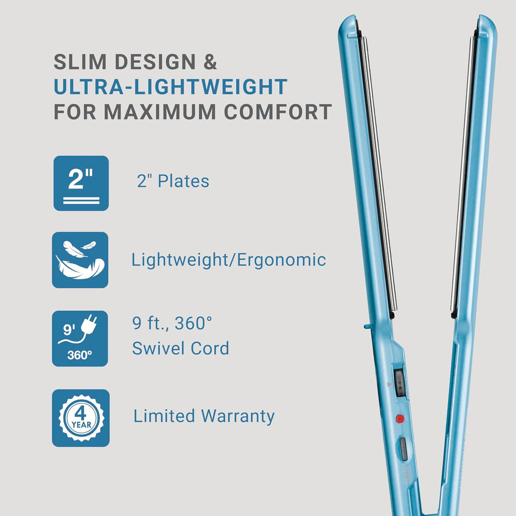 BabylissPRO Nano Titanium Ultra-Thin Hair Straightener, Professional Flat Iron, 5-Inch Extended Plates for Faster Straightening, for All Hair Types