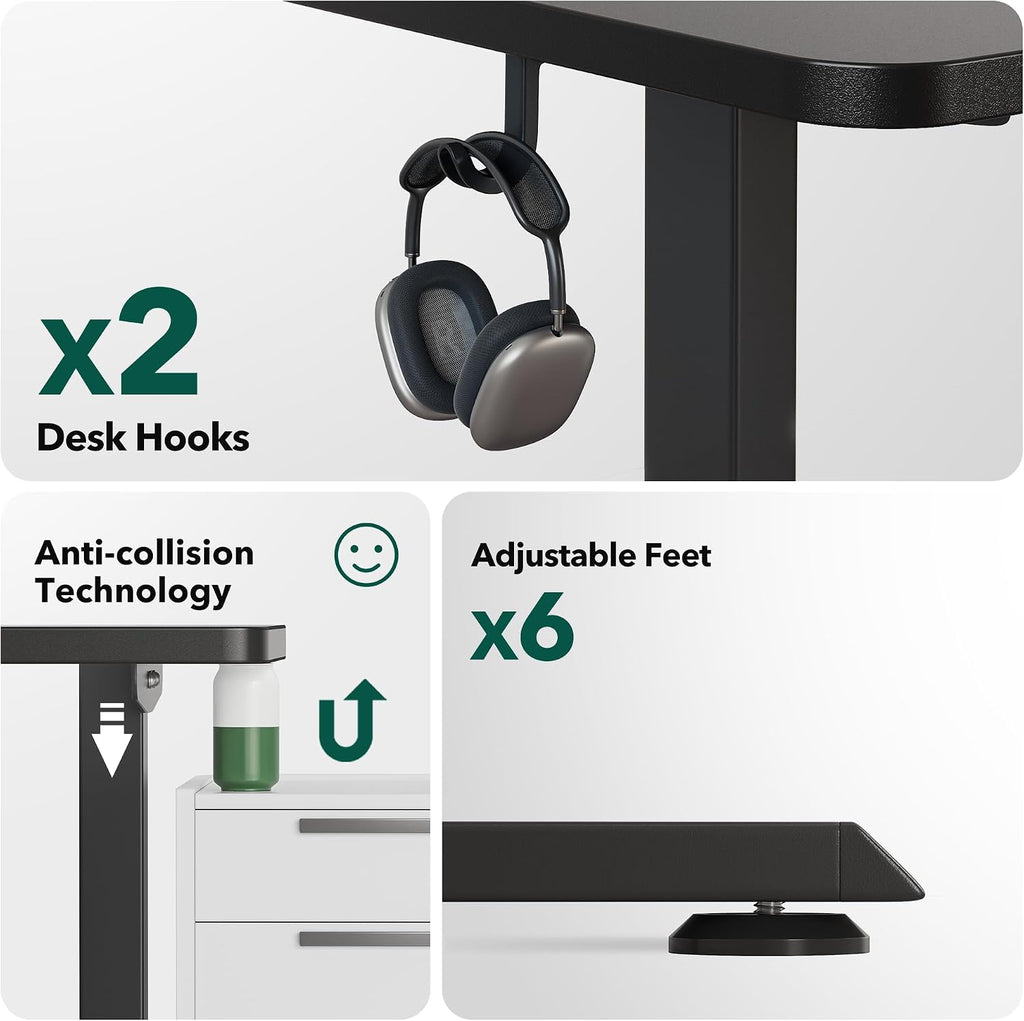 FEZIBO 63' x 55'L Shaped Standing Desk Adjustable Height, 63 Inch Electric Stand up Corner Computer Desk, Sit Stand Home Office Desk with Splice Board, Black