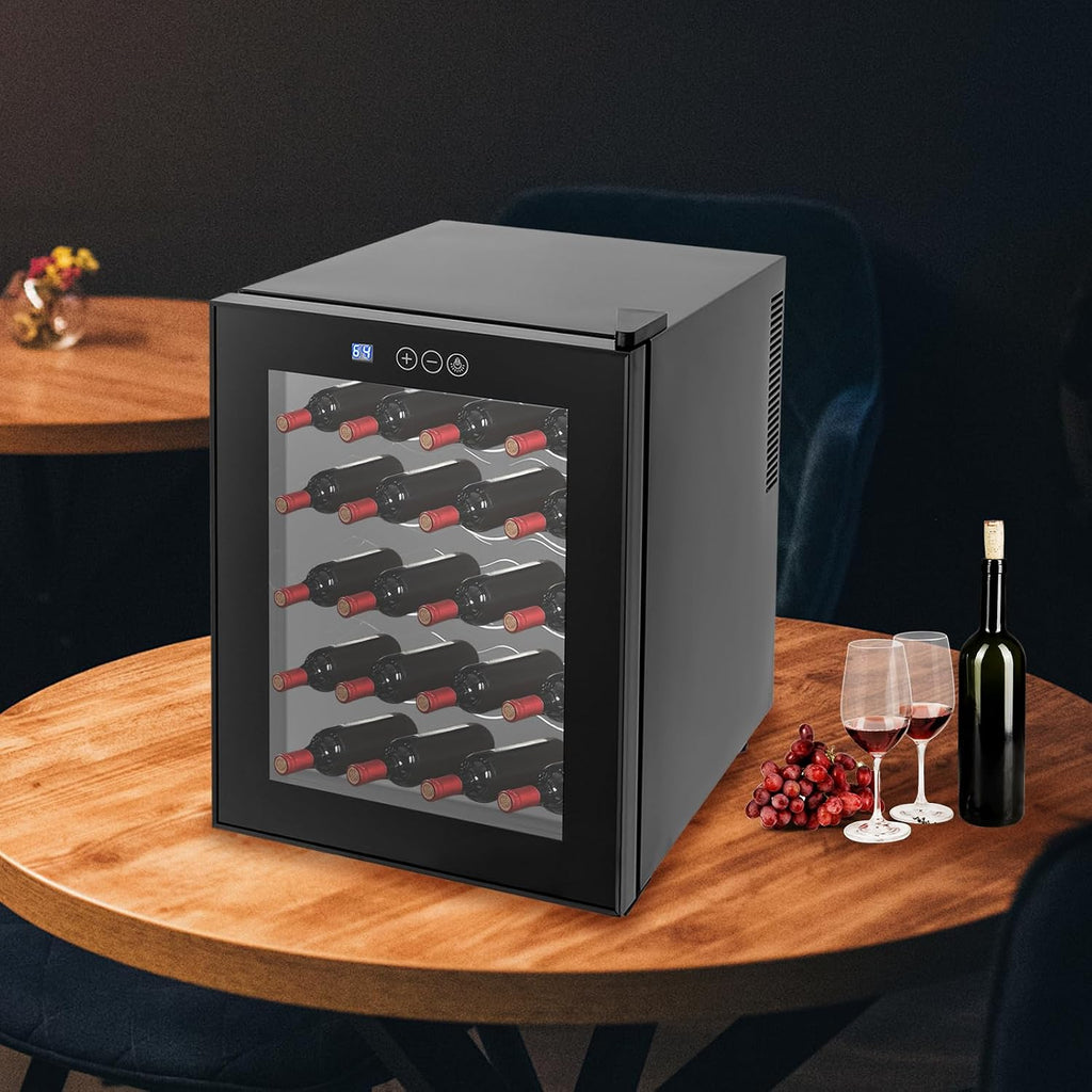 20 Bottle Wine Cooler Refrigerator, Mini Fridge Beverage Refigerator Small Wine fridge with Adjust Temperature, Under Counter Compact Wine Fridge for Bedroom Office Home Bar Dorm
