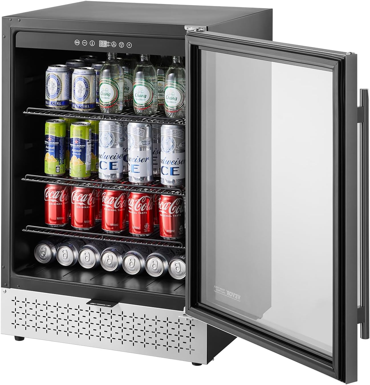VEVOR Beverage Refrigerator Cooler, 154 Can Beverage Fridge, Mini Fridge with Glass Door, Adjustable Shelves, Digital Temperature Control, Built-in & Freestanding Soda Beer Fridge for Home Office Bar