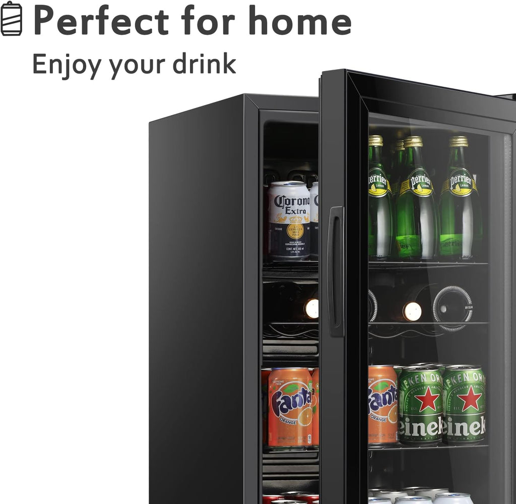 HAILANG 4.5 cu.ft Beverage Refrigerator Cooler, Mini Fridge with Glass Door for Beer Soda or Wine, Perfect for Home,Bar, Office
