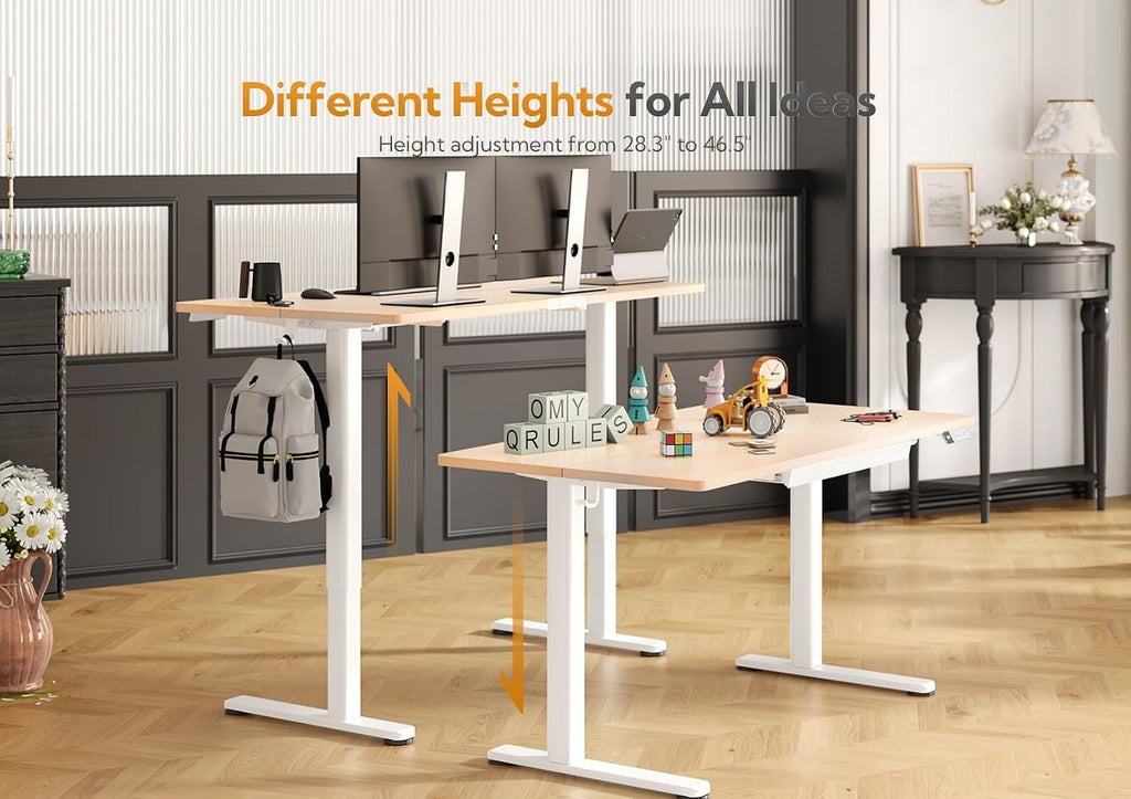 Claiks Standing Desk with Drawers, Stand Up Electric Standing Desk Adjustable Height, Sit Stand Desk Computer Workstation, 40 Inch, Nature