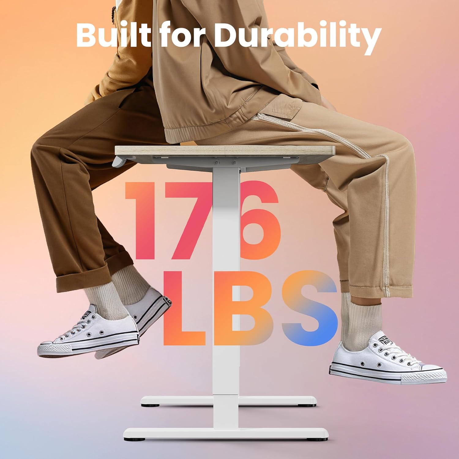 HUANUO Electric Standing Desk,48' x 24' Height Adjustable Desk, 4 Memory Height Settings, Sit to Stand Up Desk for Home Office, with Headphone Hook, Cable Manager, Natural