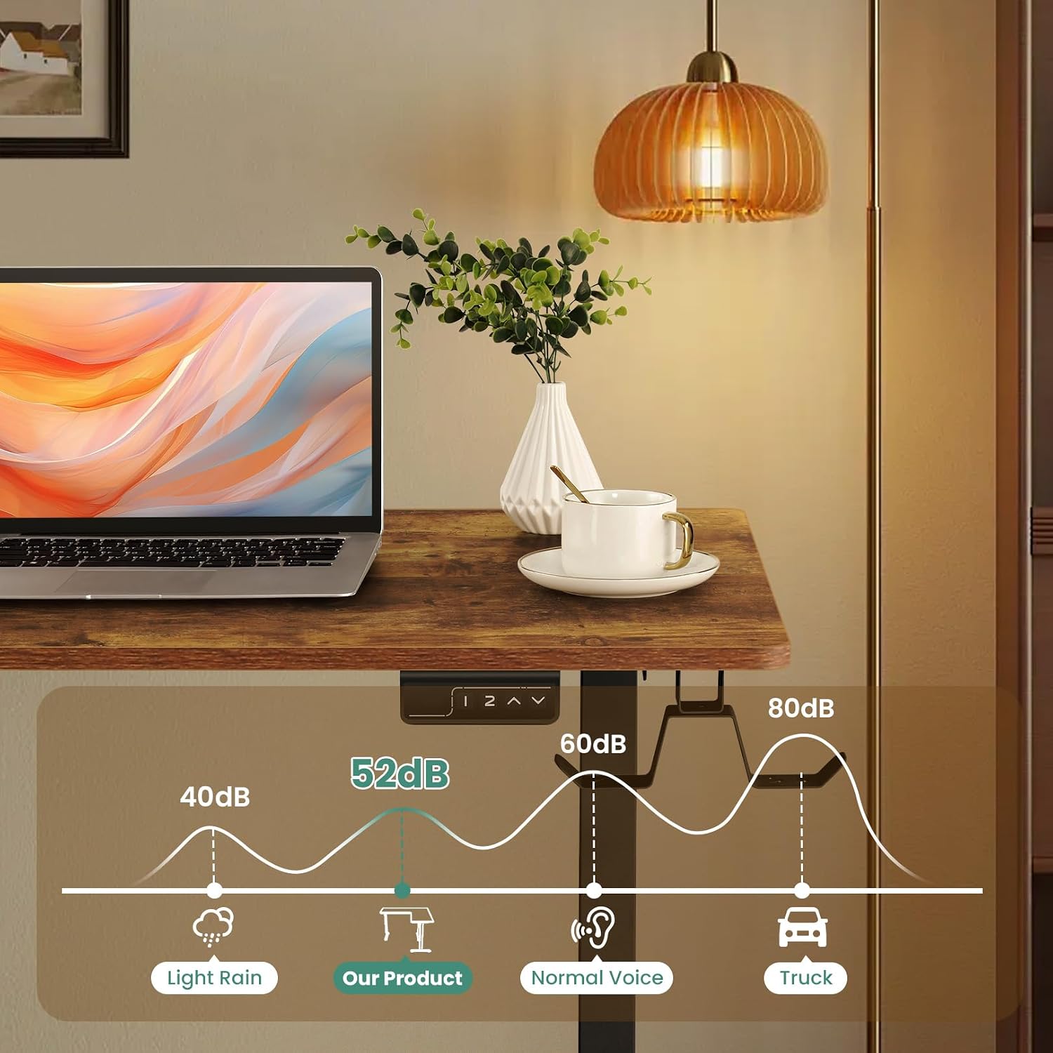 63' L Shaped Standing Desk,Electric Height Adjustable Corner Stand Up Desk, Ergonomic Sit Stand Home Office Computer Desk with Splice Board (Brown)