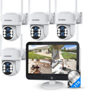 Security Camera System Outdoor Wireless for Home, ZHXINSD Dual Lens 6MP 10X Hybrid Zoom 360° Auto-Track 4 Cameras Set with 12.5' Monitor, 2.4/5G 10CH 4K NVR 24/7 Record Two-Way Audio Indoor 1TB HDD