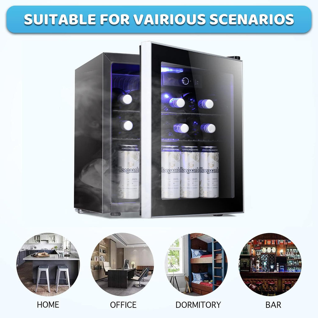 Antarctic Star Mini Fridge Cooler - 60 Can Beverage Refrigerator Glass Door for Beer Soda Wine – Glass Door Small Drink Dispenser Clear Front Removable for Home, Office Bar (1.6cu.ft)