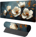 Flower Mouse Pad, Gaming Mouse Pad 60x32in, Desk Mat with Stitched Edges, Large Mousepad Waterproof, Gaming Accessories Keyboard Mat, Office Desk Accessories, for Gamer Computer Office, White 2-3774