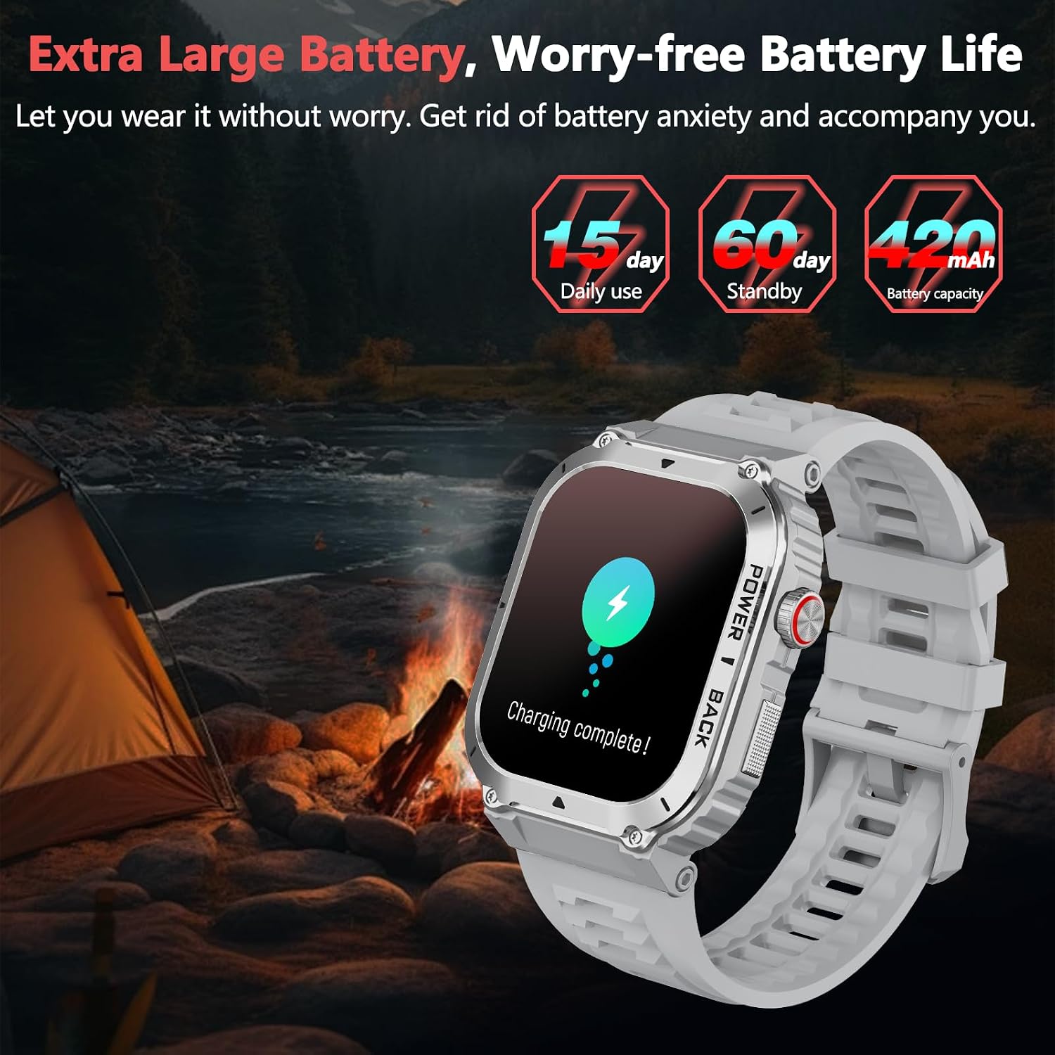 Military Smart Watch with GPS and Map(Answer/Make Call), Smartwatches with Health Monitor, Compass/Altitude/Air Pressure,100+ Sport Modes, Fitness Tracker for Android/iPhone (with GPS+Map, Gray)