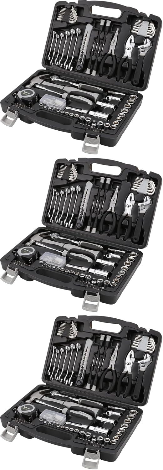 AmazonBasics 131-Piece General Household Hand Tool Set (Pack of 3)
