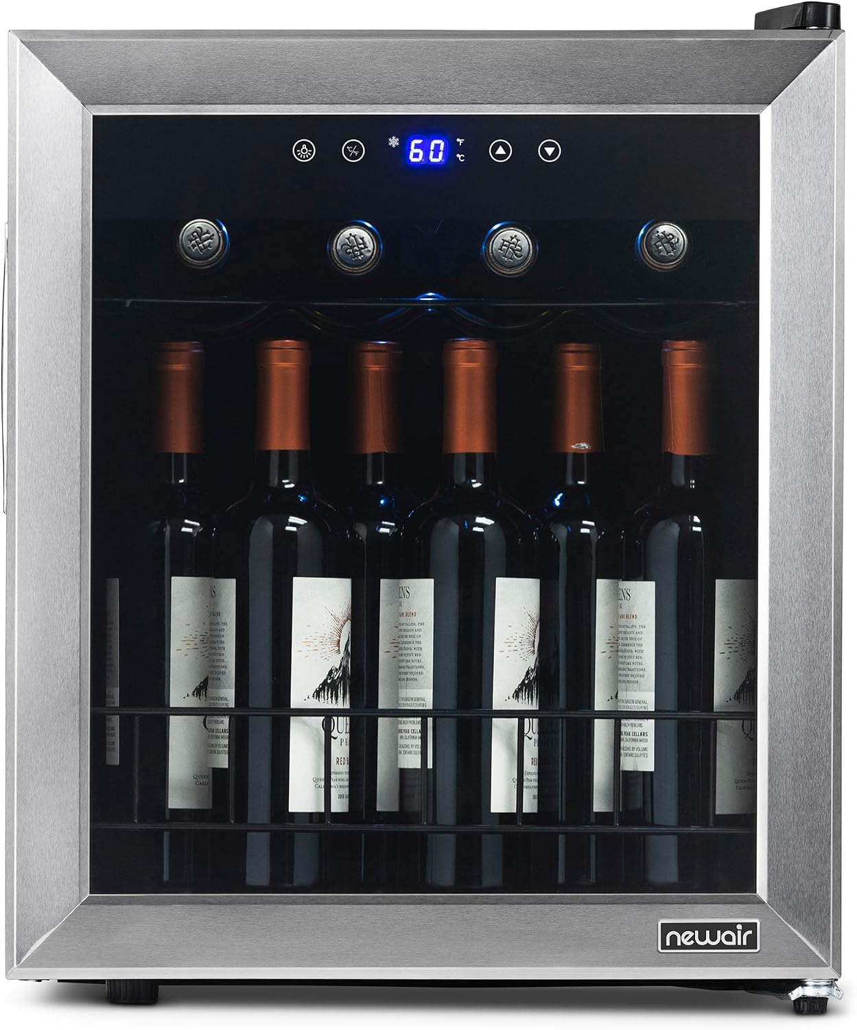 NewAir 16 Bottle Wine Cooler Refrigerator, Freestanding Wine Fridge with Stainless Steel Door, Quiet Compressor Cooling for Red, White & Sparkling Wine, Compact Mini Wine Cellar