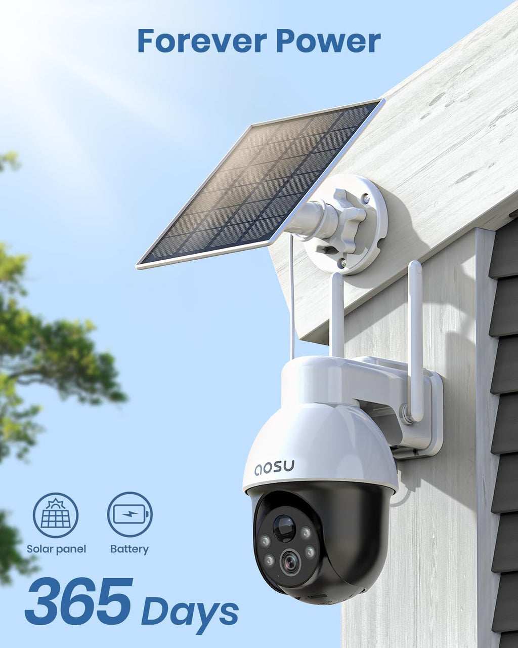 aosu 5MP/3K Solar Security Cameras Wireless Outdoor, View All on The APP, SolarCam D1 SE - 3 Pack