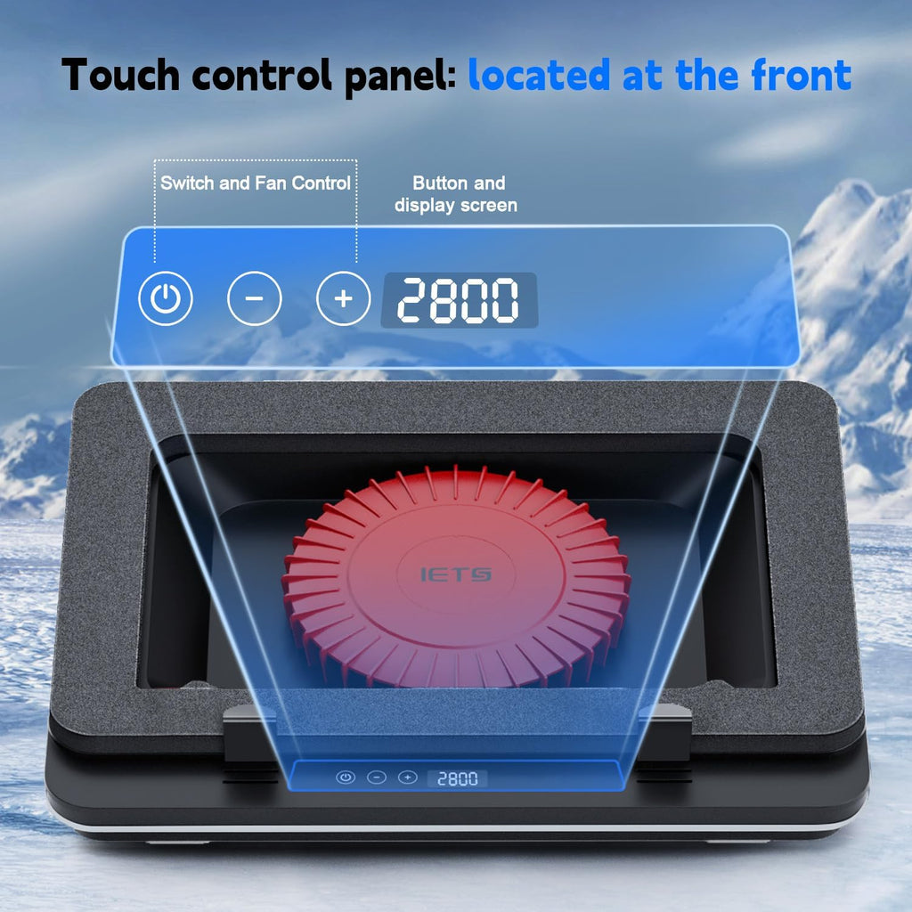 IETS GT600 Laptop Cooling Pad Equipped with Gigantic Turbo-Fan（5.5inch Diameter）,Sealed Foam for Rapid Cooling Gaming Laptop,14.1-19.3 inch Laptop Cooler with 3-Port USB Hub,Dust Filter,Touch Start