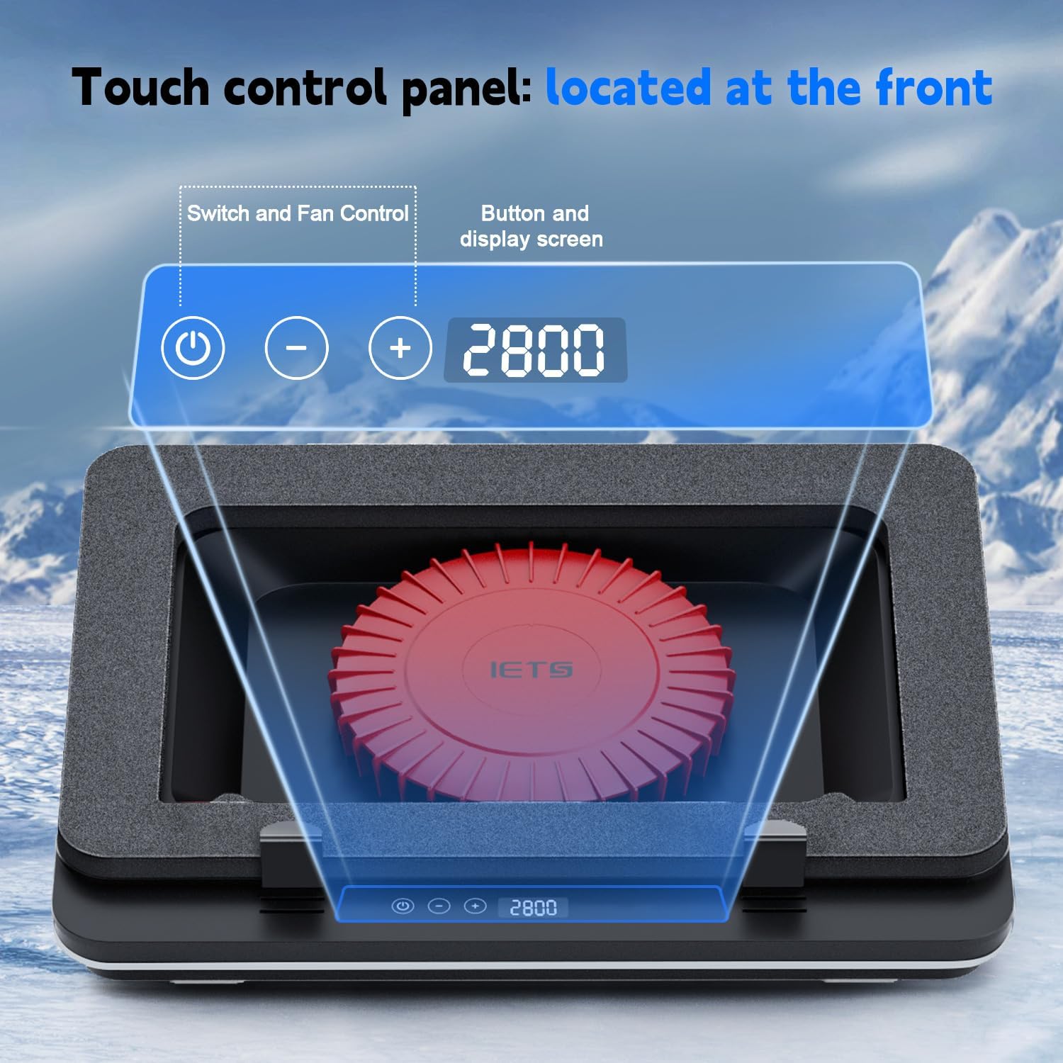 IETS GT600 Laptop Cooling Pad Equipped with Gigantic Turbo-Fan（5.5inch Diameter）,Sealed Foam for Rapid Cooling Gaming Laptop,14.1-19.3 inch Laptop Cooler with 3-Port USB Hub,Dust Filter,Touch Start
