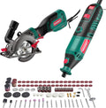 HYCHIKA 180W Variable Speed Rotary Tool 173pcs Accessories Kit,6.2A Mini Circular Saw with 3 Blades,2-Tool Power Tool Set Combo Kit