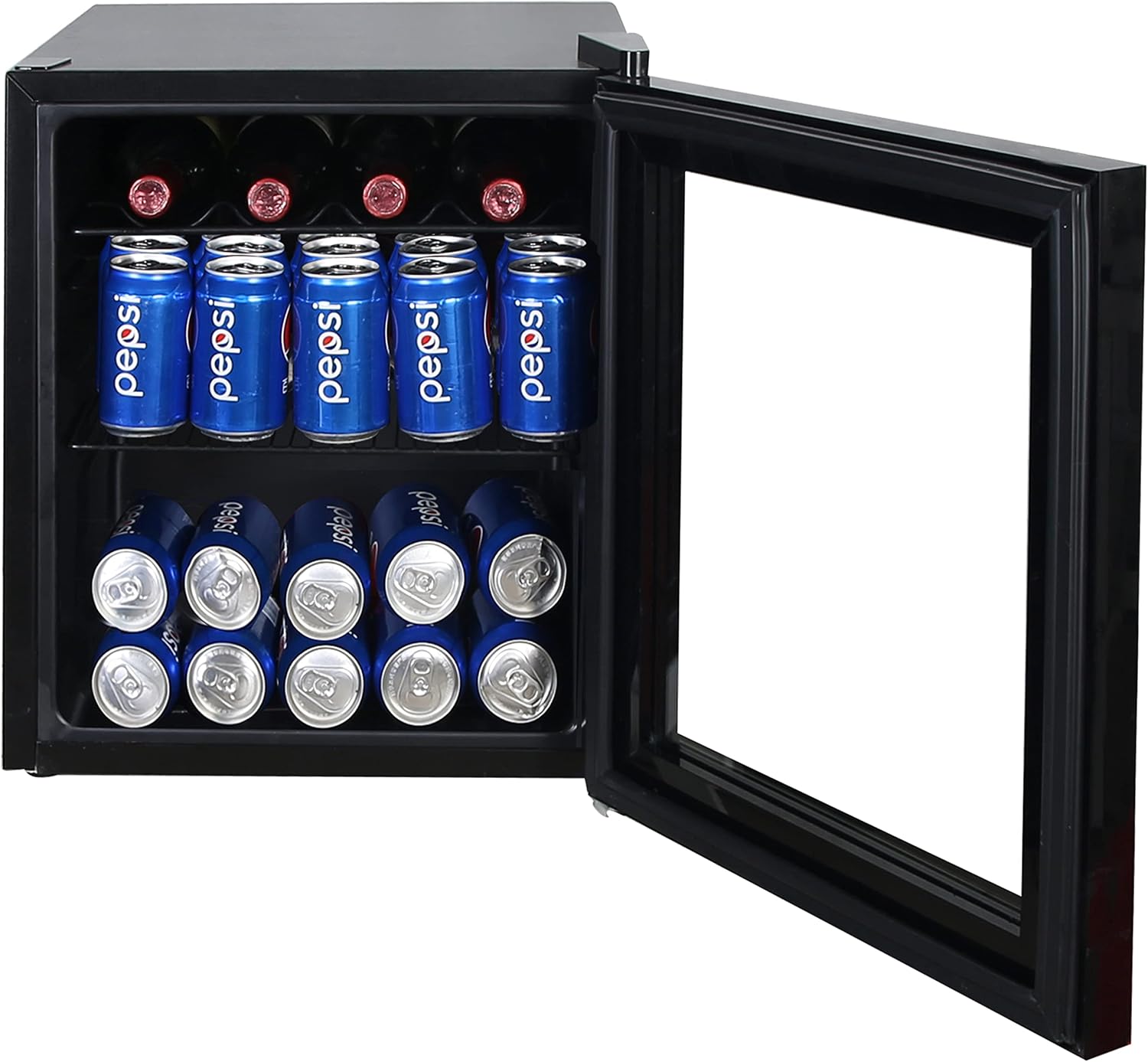 Avanti Beverage Refrigerator and Wine Cooler with 15 Bottle/60 Can Capacity, Glass Door, 17-Inch Wide Freestanding, Adjustable Thermostat Control, 1.6-Cubic Feet, Black