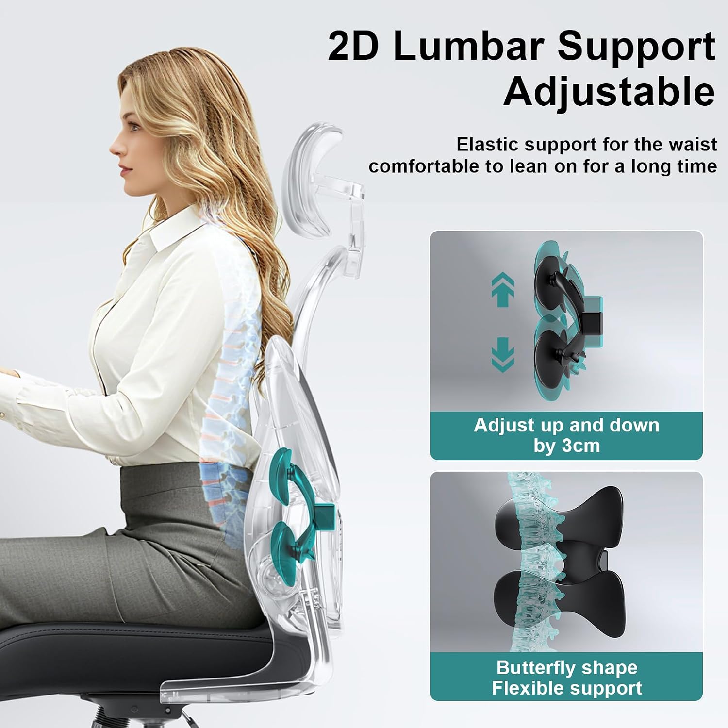 Mesh Office Chair with Adjustable Lumbar Support and Headrest, Ergonomic High Back Task Chair for Home Office, Flip-Up Arms 90-120° Tilt Lock Rolling Swivel Work Chairs(Black6065)