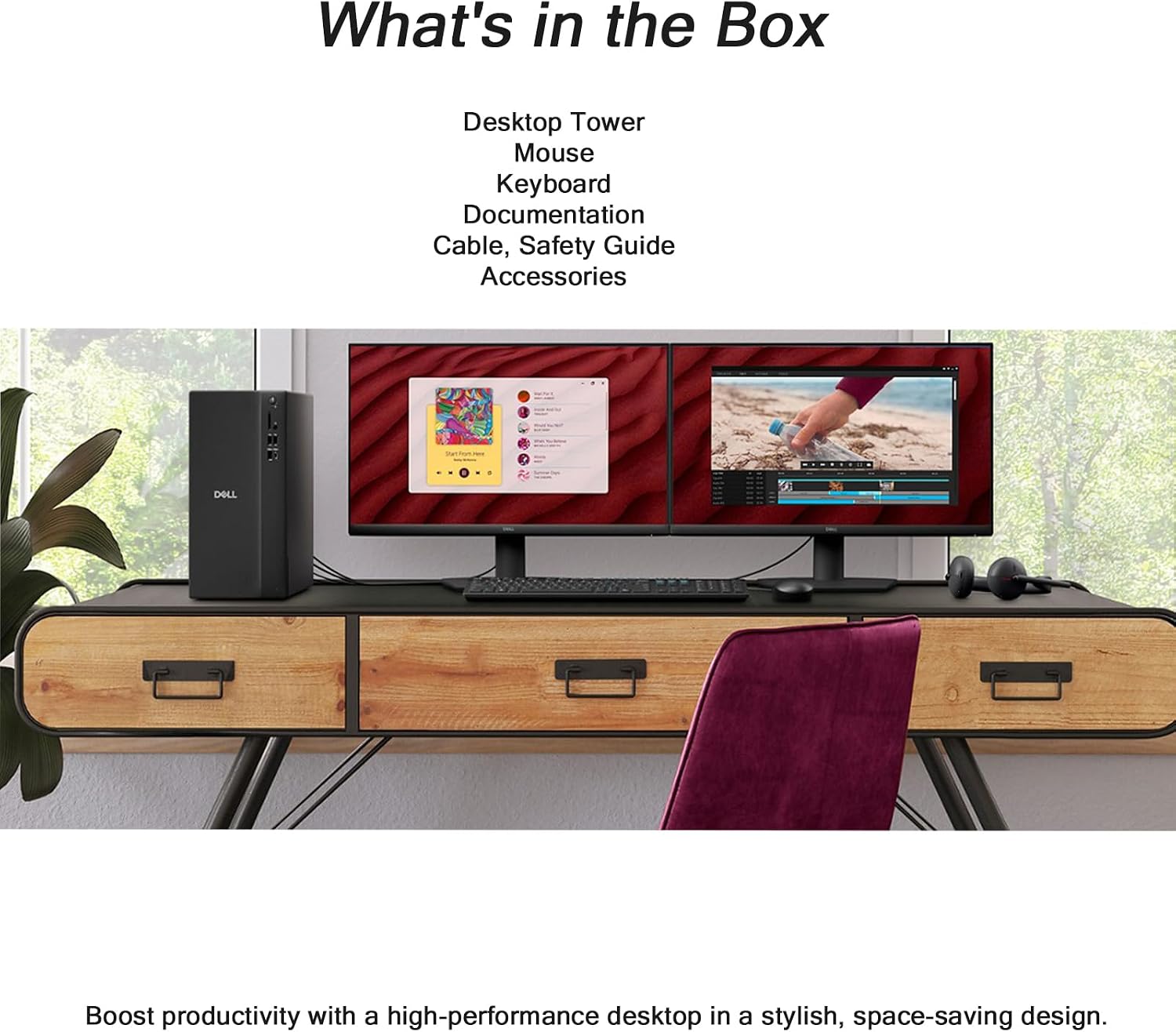 Dell Slim Tower Desktop Computer ECT1250 - Intel 10-Core Ultra 5-225, 64GB DDR5 RAM, 4TB SSD, Supports Multiple Monitors, Intel UHD Graphics, Win 11 Pro, Wifi6, Wired Keyboard and Mouse