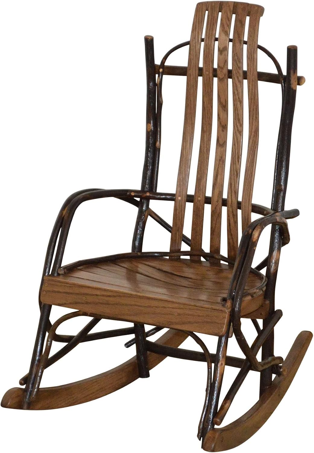 Amish-Made Small Walnut-Stained Oak and Hickory Kids Rocking Chair