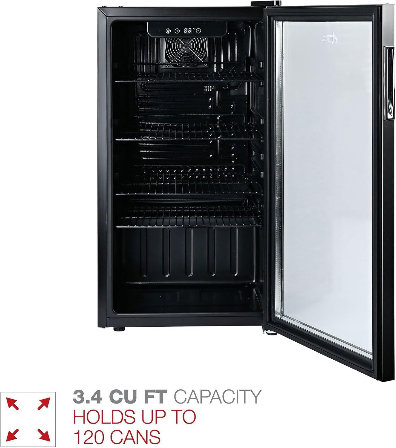 Alera 3.4 Cu. Ft. Beverage Cooler, Stainless Steel/black
