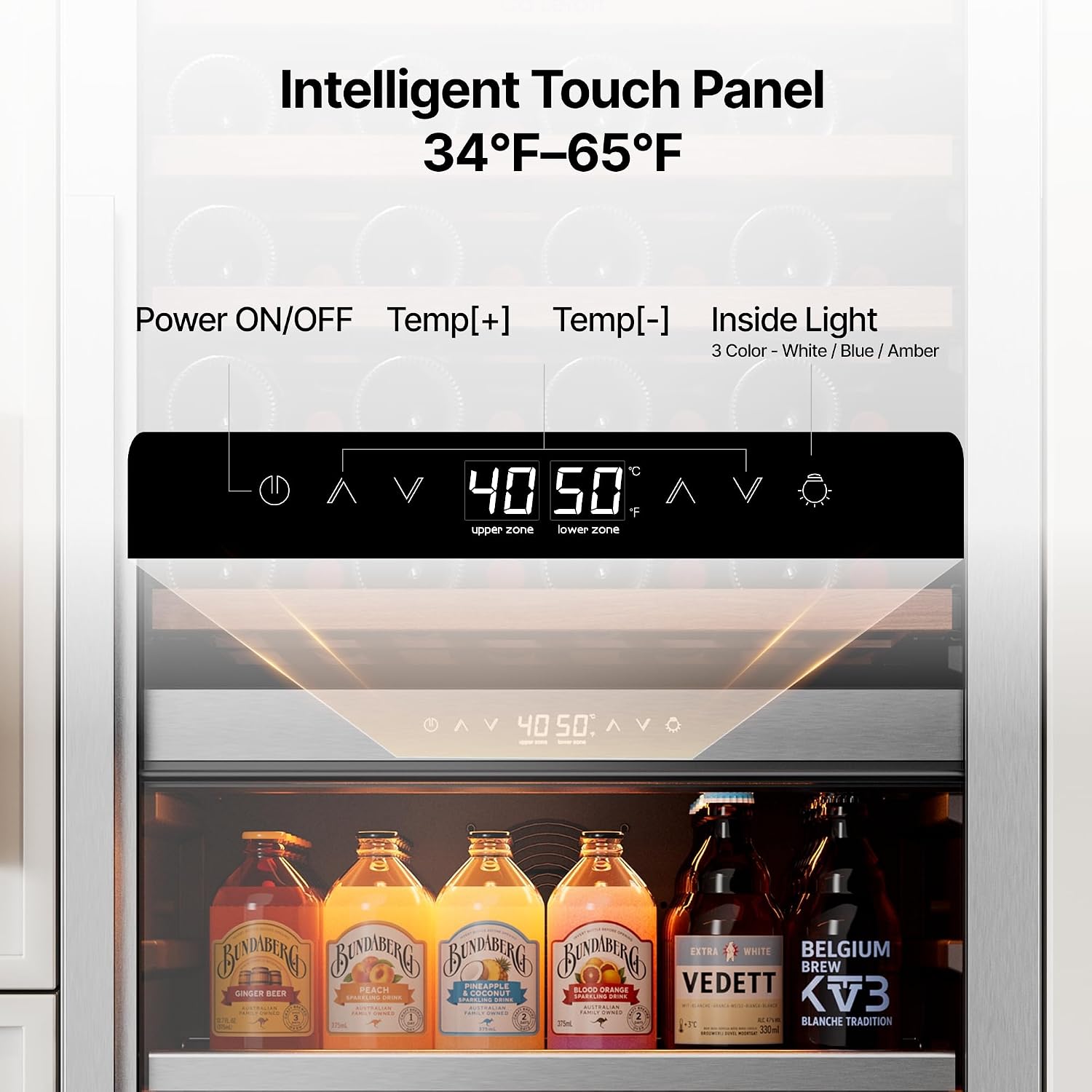 Ca'Lefort 24 Inch Wine & Beverage Refrigerator - 112 Can + 40 Bottle Dual Zone 34-65°F Cooler, 7 Adjustable Shelves & 3 LED Lights, Energy Star Certified Built-in/Freestanding for Home/Bar/Kitchen