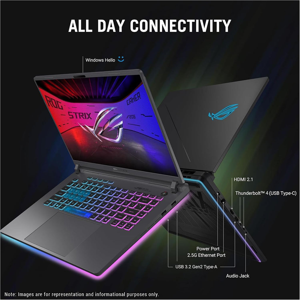 ASUS ROG Strix G16 Gaming Laptop, Intel i7-14650HX, 32 GB DDR5 RAM, 1 TB PCIe SSD, 16' FHD+ (1920x1200) Display, Nvidia G-Force RTX 5060, 4-Zone RGB Keyboard, W11 Pro, Eclipse Gray