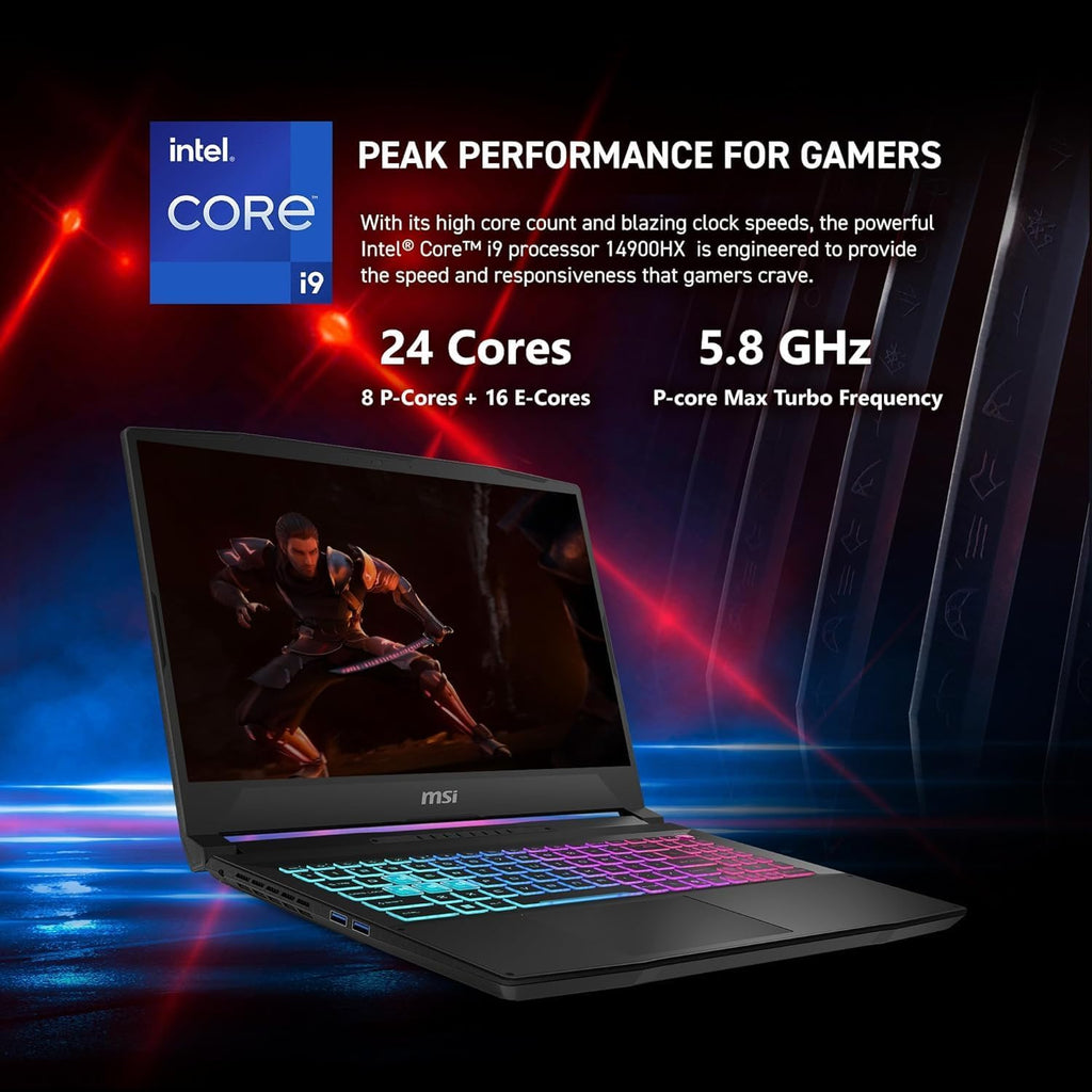 MSI Katana HX Gaming Laptop, 15.6' 165Hz QHD+ IPS Display, 24-core i9-14900HX (UP to 5.8 GHz, GeForce RTX 5070, AI&VR Ready, Copilot+ PC, RGB Backlit Keyboard, Win11, Black(32GB DDR5 RAM | 1TB SSD)