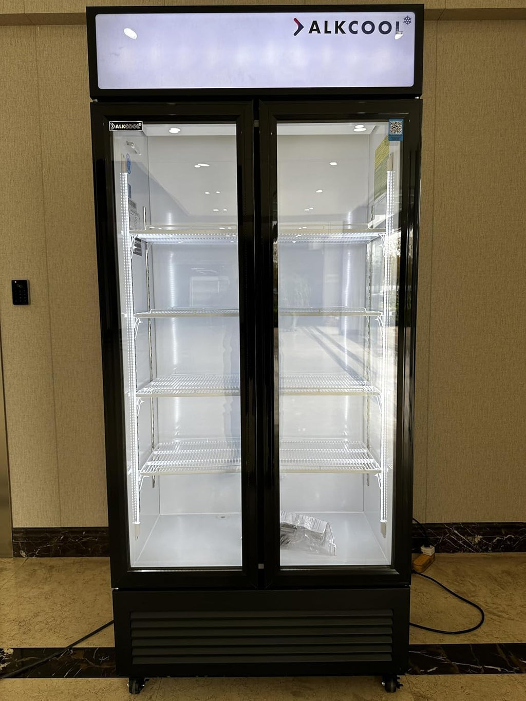 Commercial Beverage Refrigerator Display Fridge,Two Glass Door Drink Cooler with Adjustable Shelves,ETL Approval,45 Cu Ft,47.5' Wide,Wheels Included