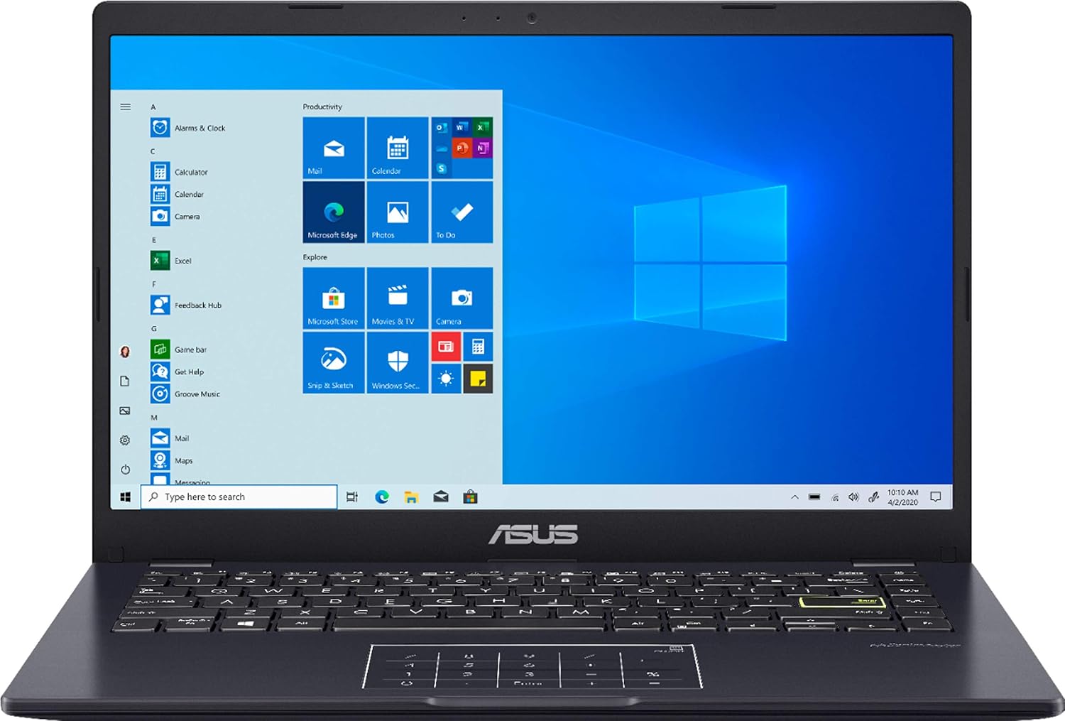 ASUS E410 Intel Celeron N4020 4GB 128GB eMMC 14-inch HD LED Win 10 Laptop (Blue)
