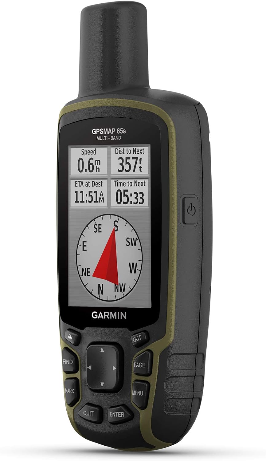 Garmin GPSMAP 65s, Button-Operated Handheld with Altimeter and Compass, Expanded Satellite Support and Multi-Band Technology, 2.6' Color Display