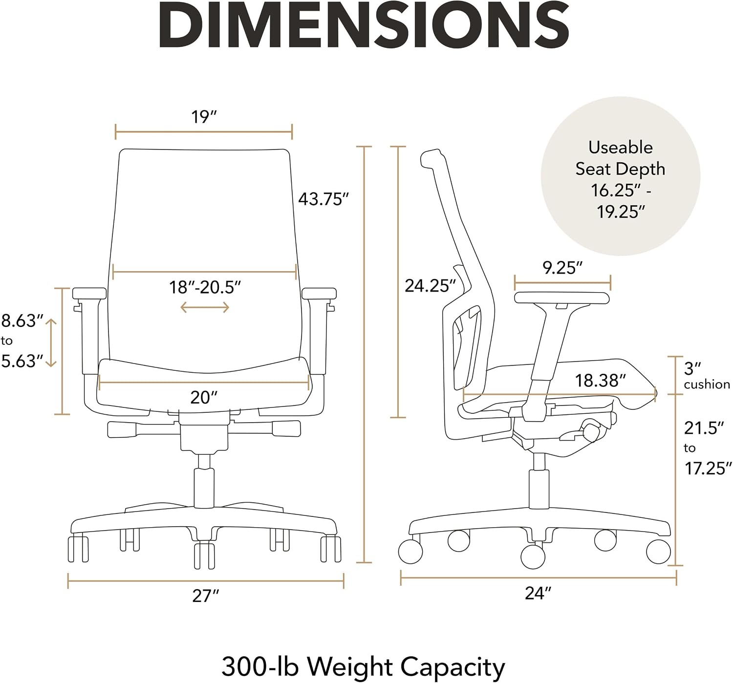 HON Ignition 2.0 Mid Back Task Chair, Spectrum Mesh, Advanced Synchro-Tilt Control, Office Chair with Lumbar Support, Height and Width Adjustable Arms, Black Frame, Leaf