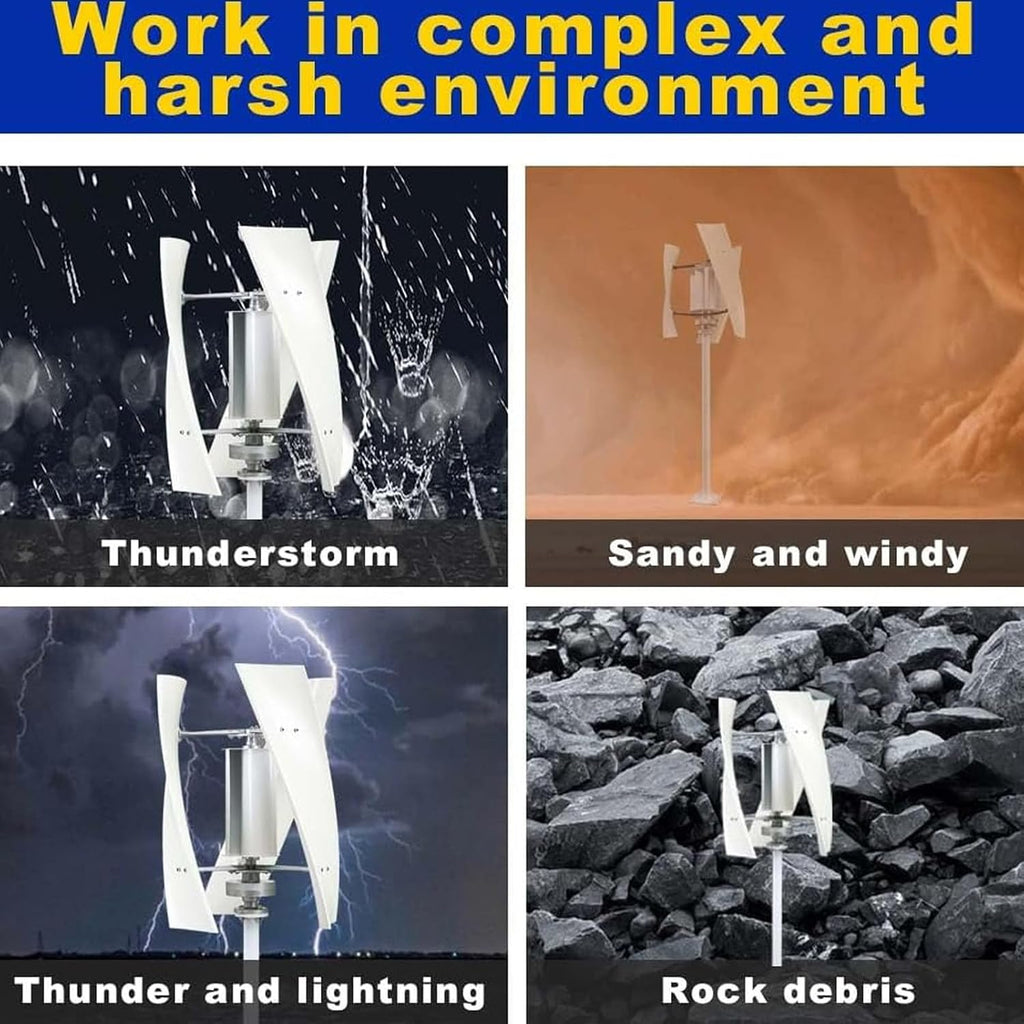 Wind Turbine Generator Kit, 12V 24V 48V 3 Blade Portable Vertical Wind Power Turbine Generator Kit Model Three-Phase Permanent Magnet Generator, with Charge Controller,3000W-24V