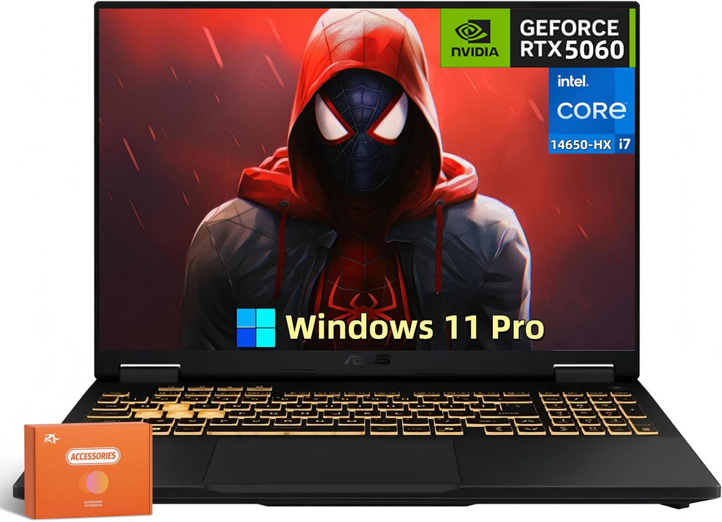 ASUS TUF F16 Gaming Laptop, NVIDIA RTX 5060 8GB GDDR7 GPU, 16' FHD+ 165Hz Display, Intel i7-14650HX(Beat AMD R9 8940HX), 64 GB DDR5, 2 TB SSD, Windows 11 Pro, RGB Backlit Keyboard, w/Accessories