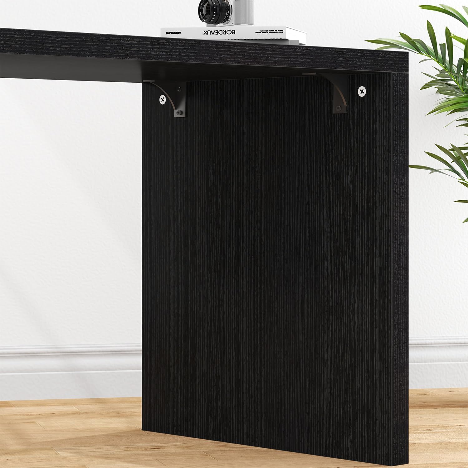 HSH Black L Shaped Computer Desk with Drawers, Home Office Desk with Storage Cabinet Shelves, Reversible Corner Wood Writing Desk for Executive Work Study, Large Bedroom Computer Table, 55 Inch