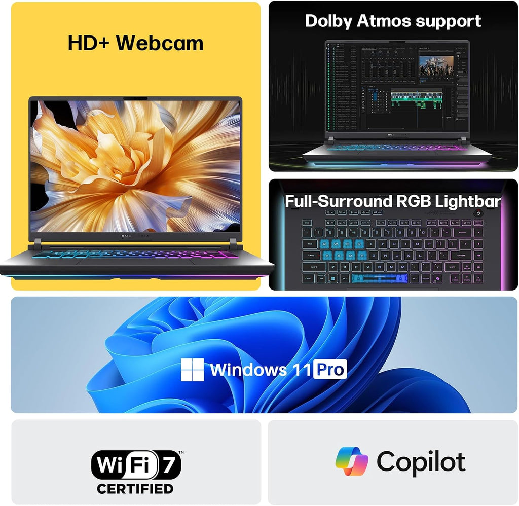 ASUS ROG Strix G16 Gaming Laptop, NVIDIA RTX 5060, Intel i7-14650HX, 16 inch 1920x1200 FHD+ 165Hz 3ms, WiFi 7, Dolby Atmos, Hires Audio, HD+ Cam, 32 GB DDR5, 2 TB SSD, Windows 11 Pro, Accessories