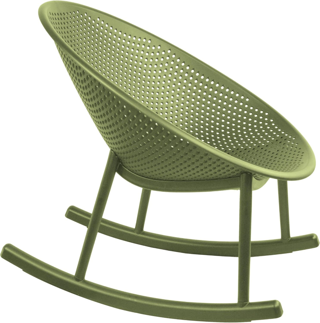 2xhome Patio Rocking Chair | Oval Egg Shaped Lounge Rocker | All Weather Plastic | Modern Accent Side Chair for Indoor or Outdoor Use, Green, Single, Set of 1
