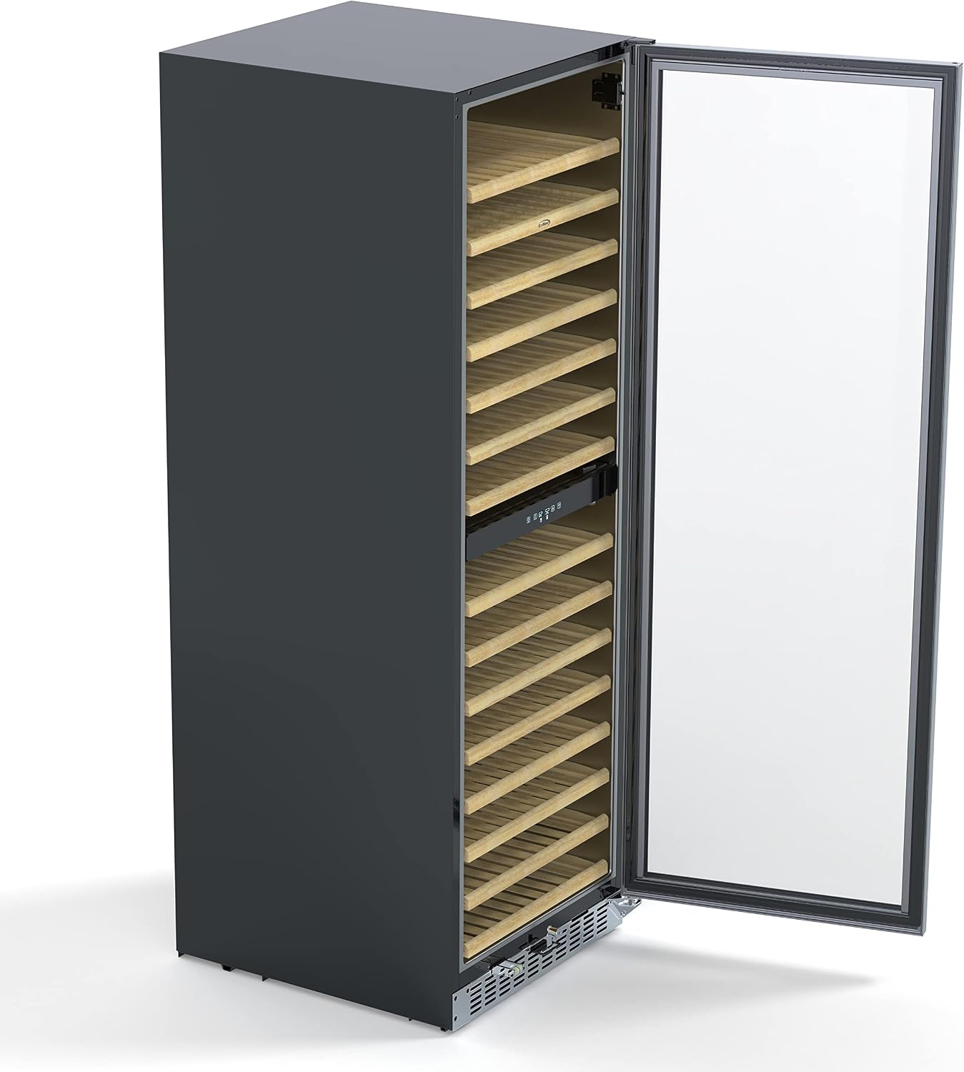 KoolMore 24' Inch 15.1 Cu.Ft. Dual Zone Wine Cooler Refrigerator, Freestanding or Built-In Unit, Stainless Steel Finish, Temperature Control, and Door Lock (KM-CW155DZ-SS), Silver, 155 Wine Bottles