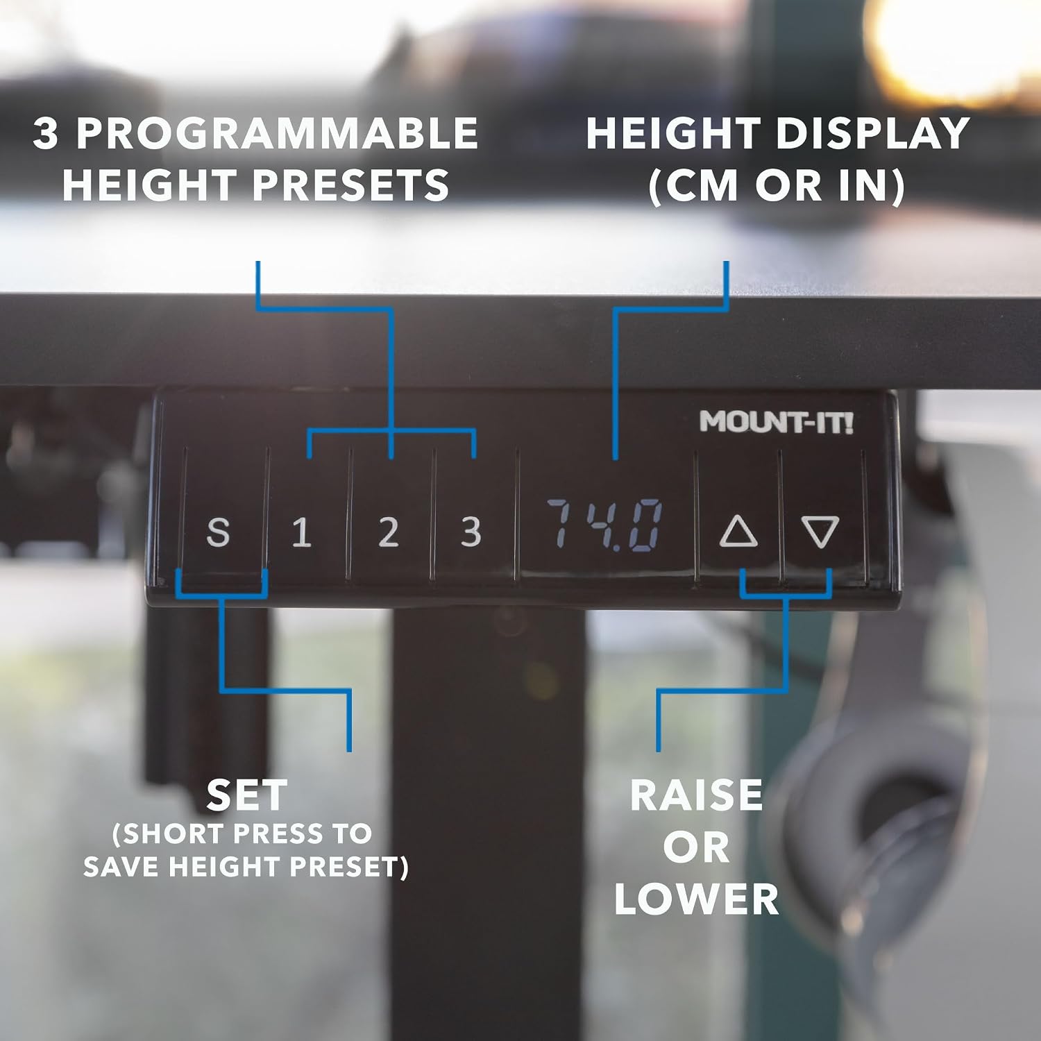 Mount-It! Electric L-Shaped Standing Desk, Dual Motor Height Adjustable Corner Sit-Stand Workstation for Small Spaces, Digital LED Control Panel with 3 Memory Presets, 176 lb Capacity, Black