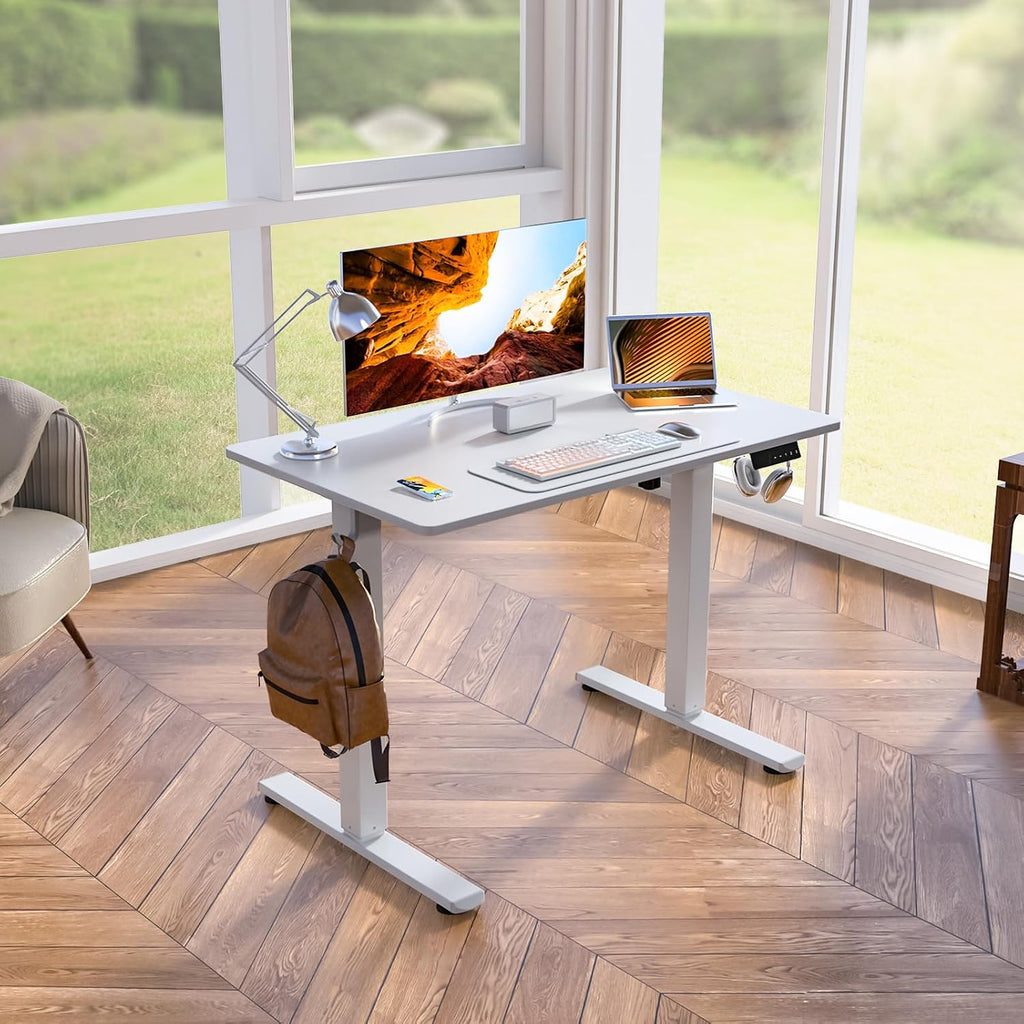 Kingant Standing Desk Height Adjustable Small Electric Stand Up Desks [40 x 24 Inch] - Ergonomic Sit Stand Desk Rising Desks for Home Office Computer Desk Workstation with Cable Management